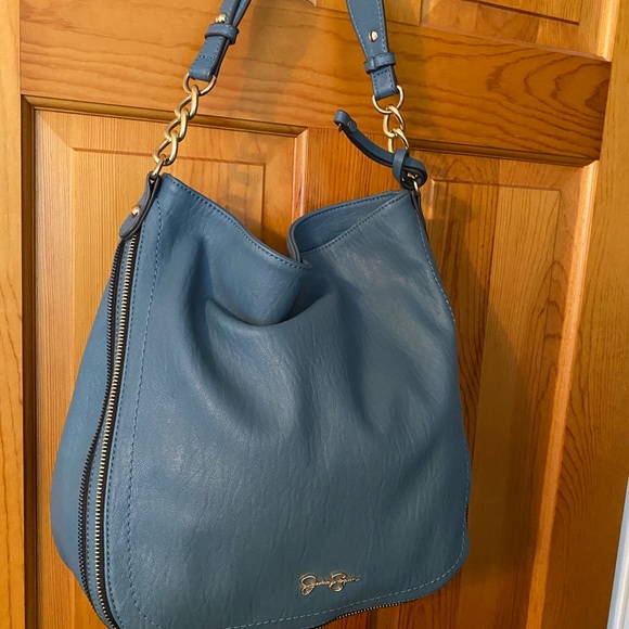 Jessica Simpson Handbags - Jessica Simpson hobo shoulder/tote bag. Beautiful blue with zipper “look” sides